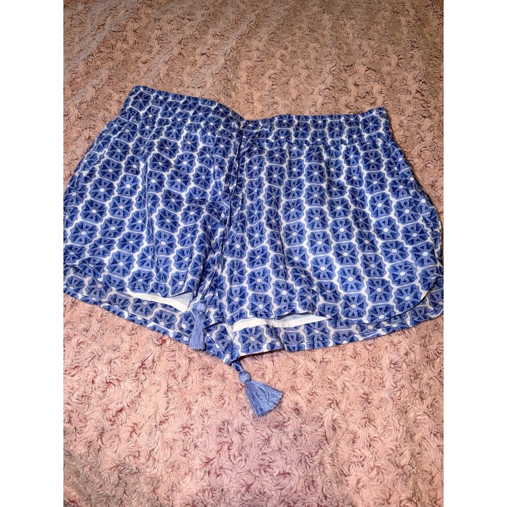 NWT Vineyard Vines Watercolor Geo Ruffle Short Size XS Blue White